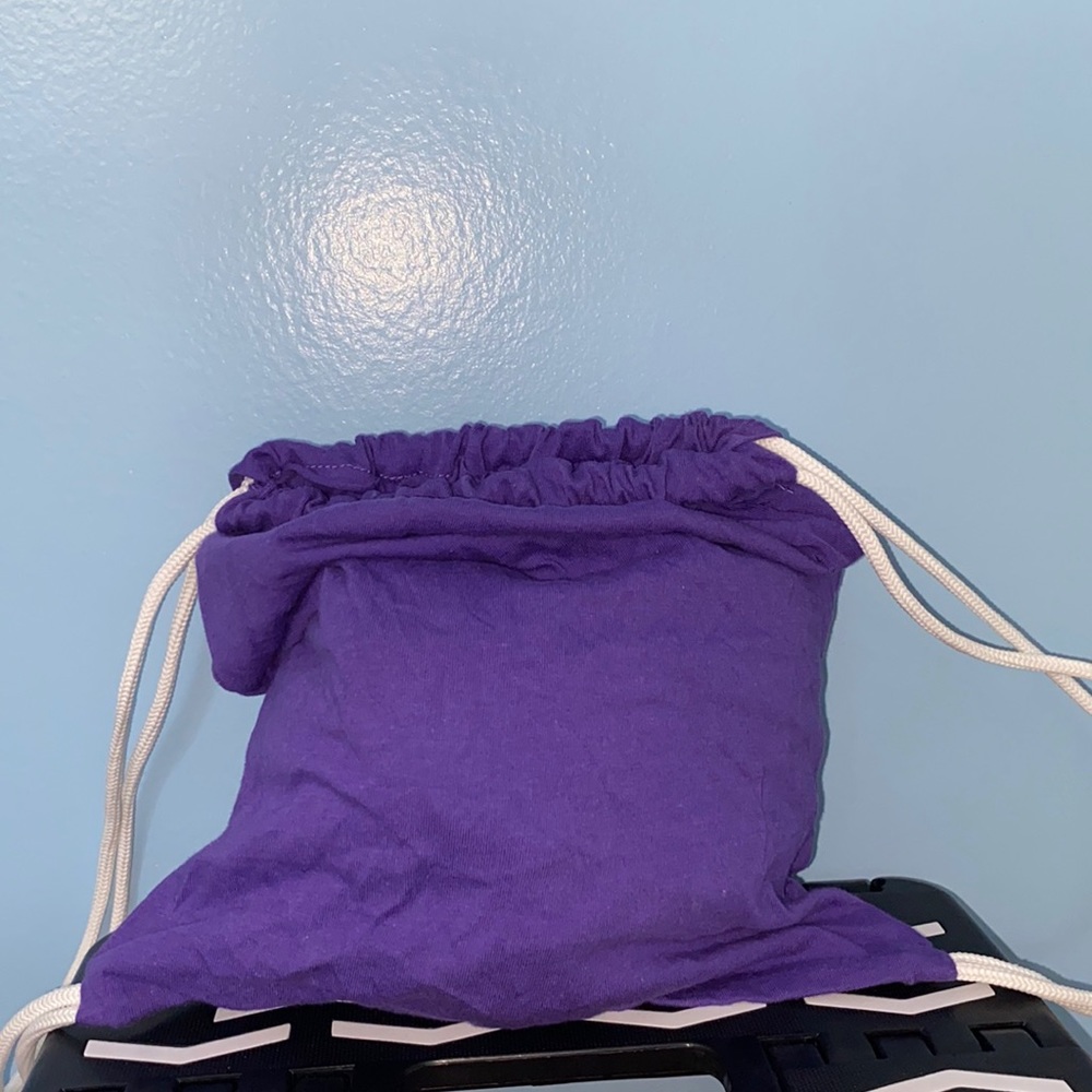 Grey and Purple small sustainable drawstring bags
